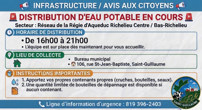 DISTRIBUTION D'EAU POTABLE